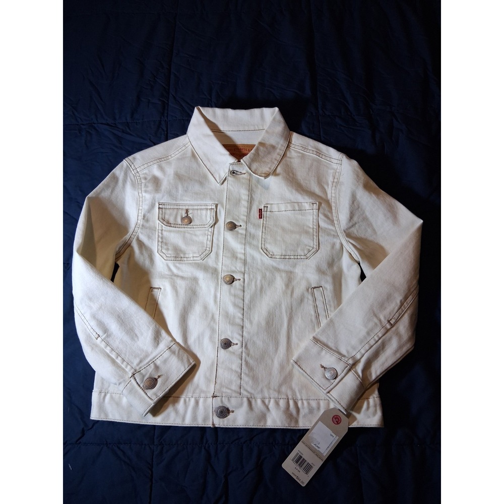 Levi's Boys Denim‎ Trucker Jean Jacket Size Small 10/12 Regular NWT Off White